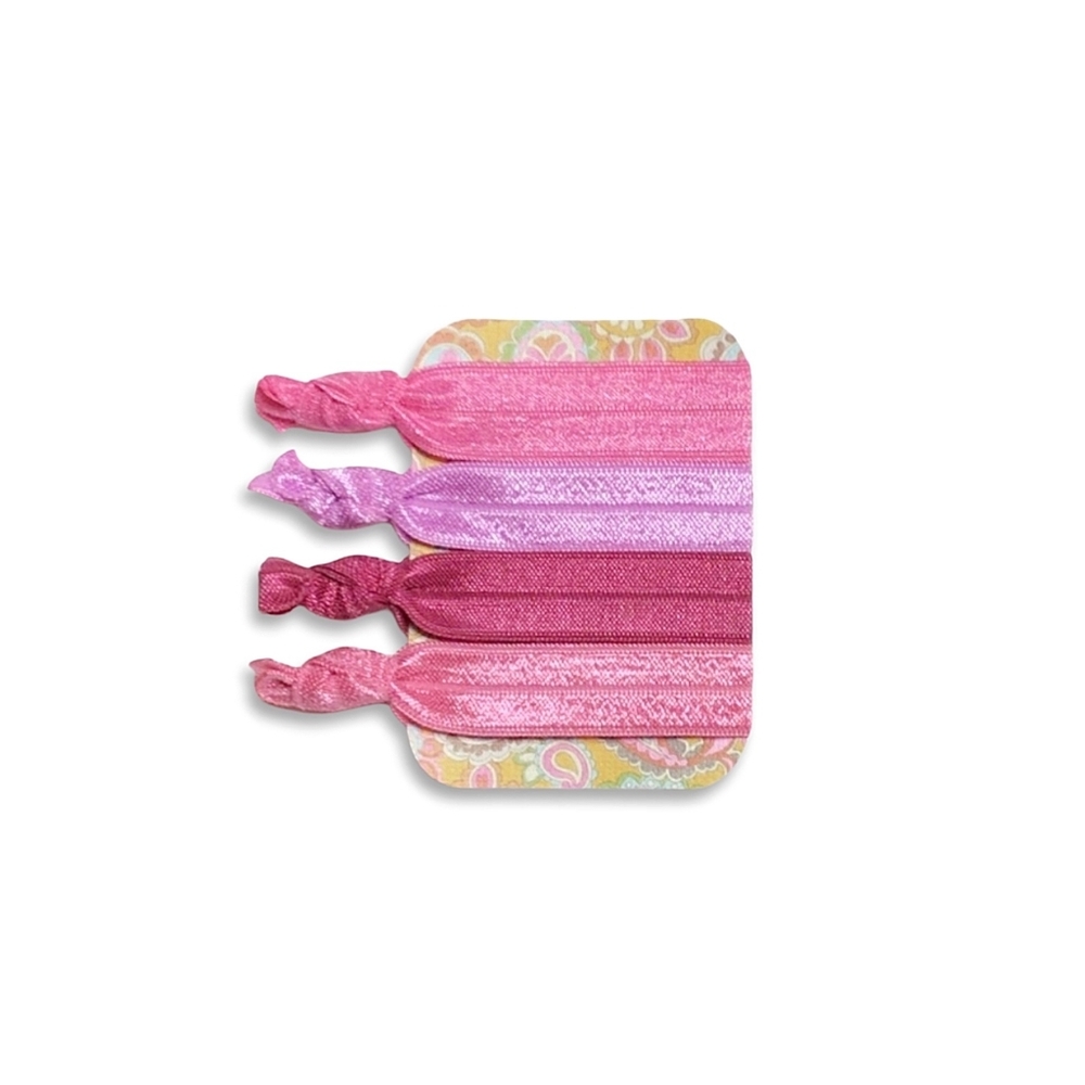 Pink Assorted 4-Pack Handmade Creaseless FOE Elastic Hair Ties